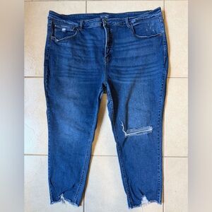 Terra & Sky Jeans Women's Plus Sz. 26W Skinny Ripped Distressed Raw Hem Blue